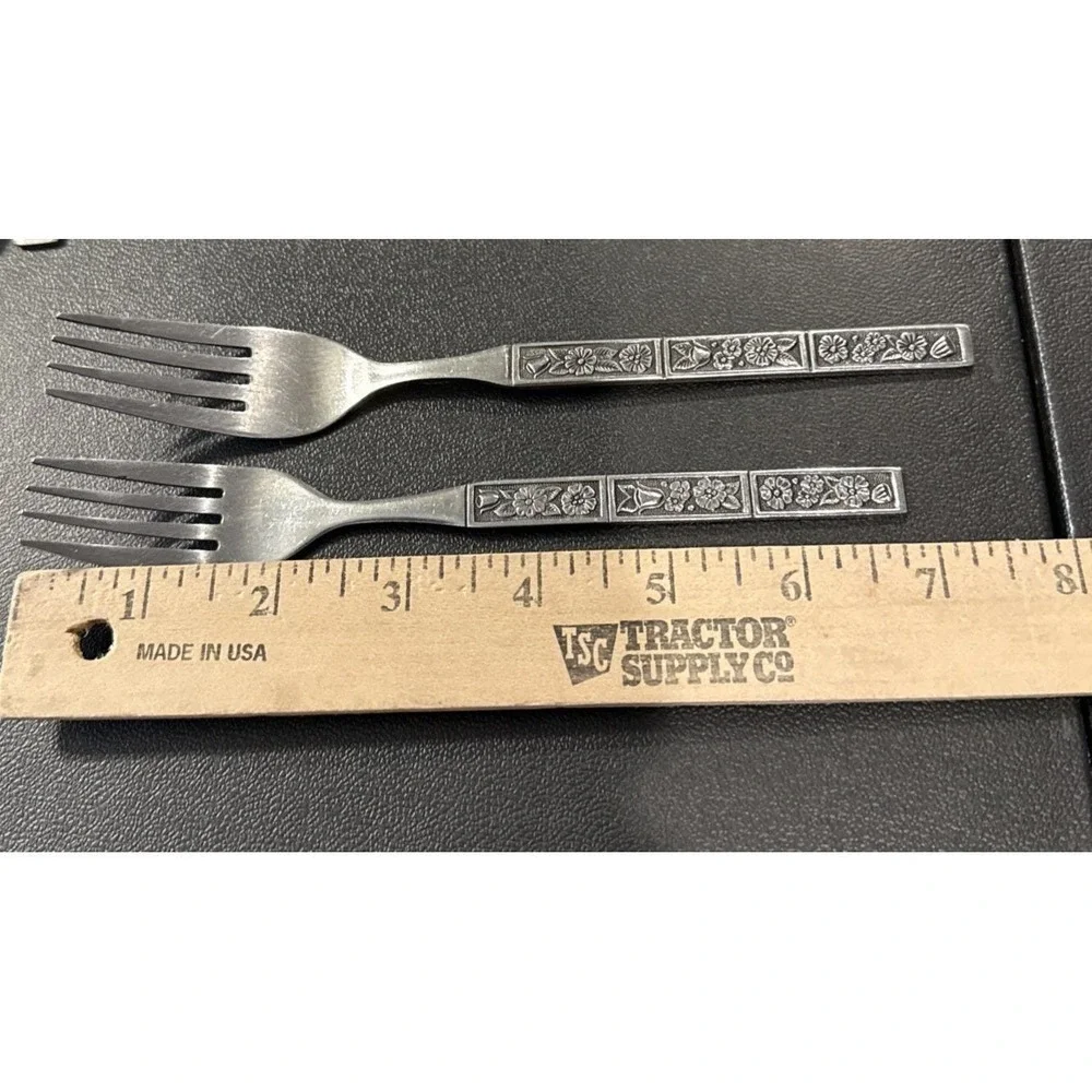 Oneida Northland Spring Fever Stainless Steel 4 Dinner 3 Salad Forks Fork